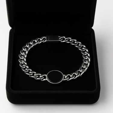Pulsera Miami de Plata 999 con Piedra Ónix 6mm